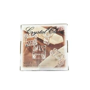 Alexandria Crystal Clear Square Square Napkin Rings Set‎ of 4 New In Box